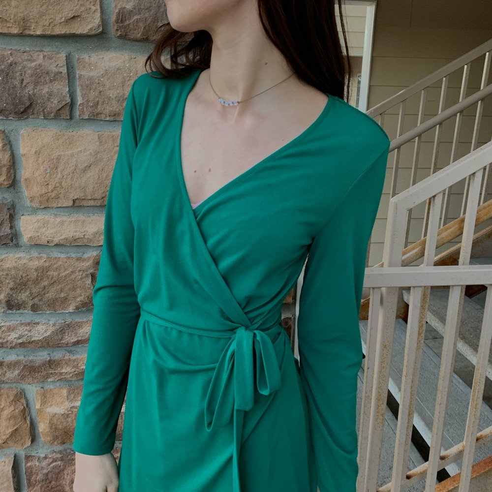 Emerald green wrap dress